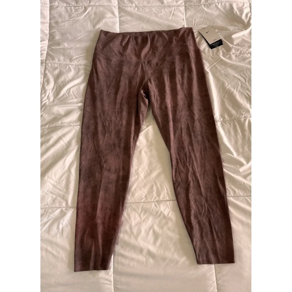 New Nike Zenvy  High-Waisted 7/8 Leggings Smoky Mauve Women's Size XL Stretch